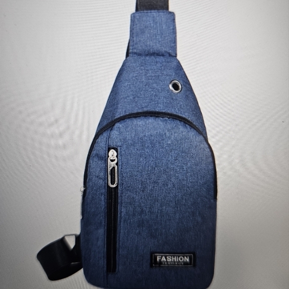 NEW Viadha Crossbody Bag w USB Hole in Oxford Cloth Blue - Picture 3 of 6